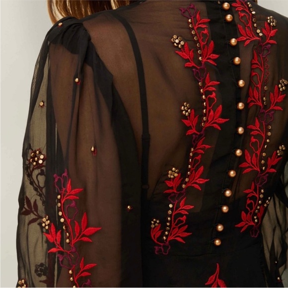 Farm Rio Black Organza Long Sleeve Midi Dress - Picture 3 of 5